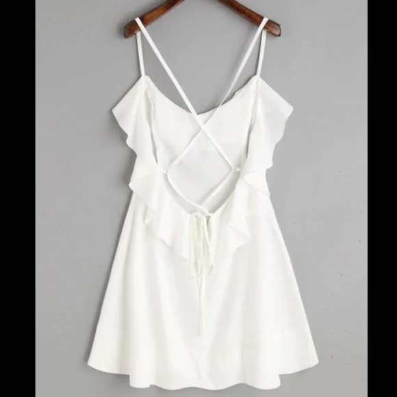 Zaful Dresses & Skirts - ZAFULCriss Cross Back Ruffle Mini Dress